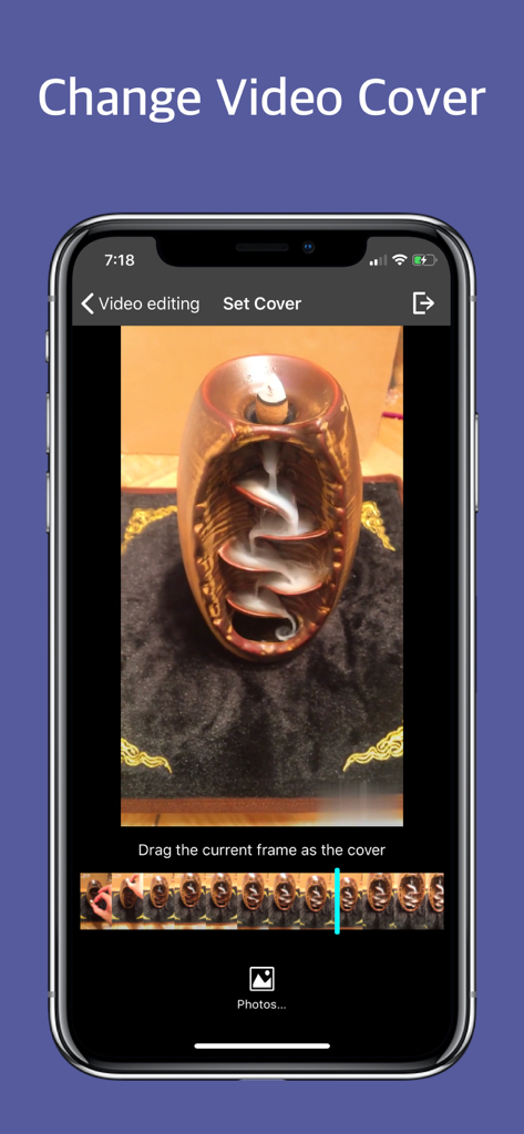 Video Clip Editor - Film maker - Smartphone screen showing the Set Cover feature in the Video Clip Editor app