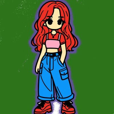 girl in crop top and baggy pants