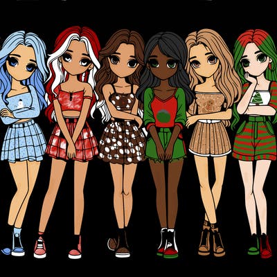 a group of girls realistic