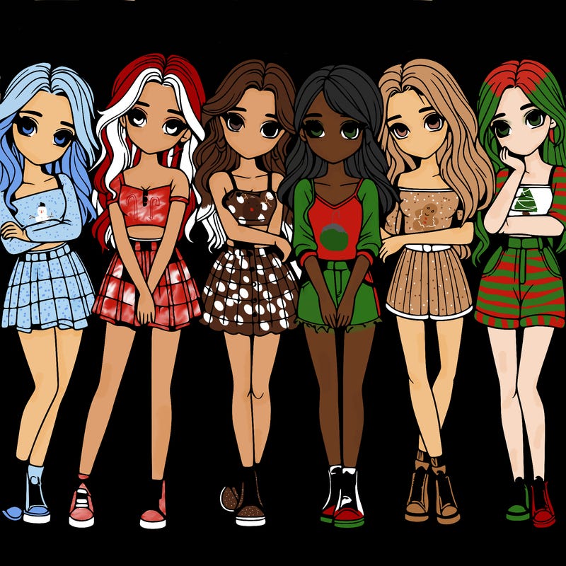 a group of girls realistic