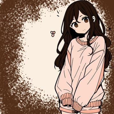 manga teen girl  in a sweater and baggy pants