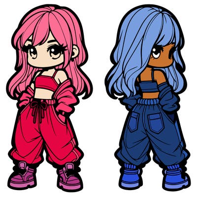 girl in crop top and baggy pants