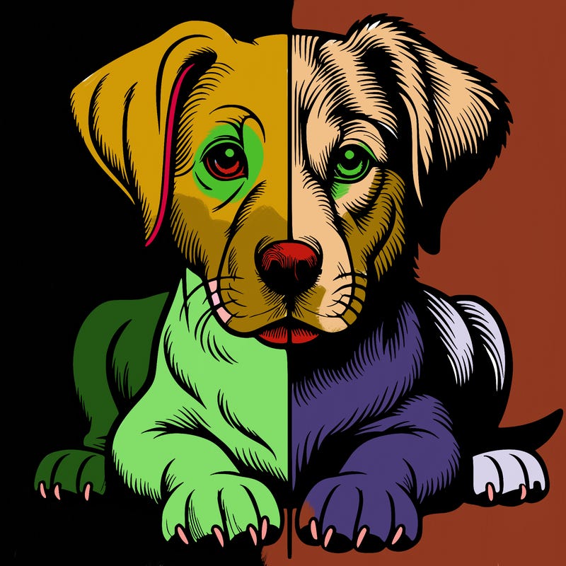 realistic dog split picture