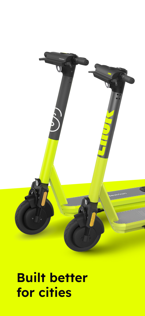 Two yellow and black Superpedestrian LINK electric scooters designed for city travel.