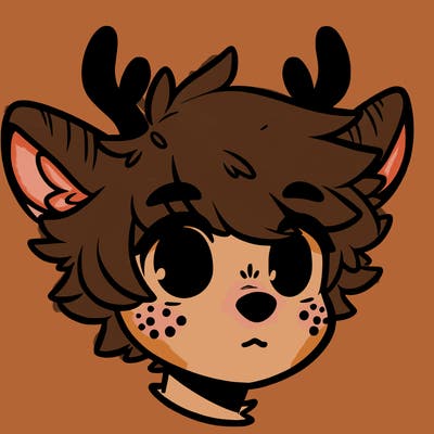 a humanoid deer with soft fluffy ears