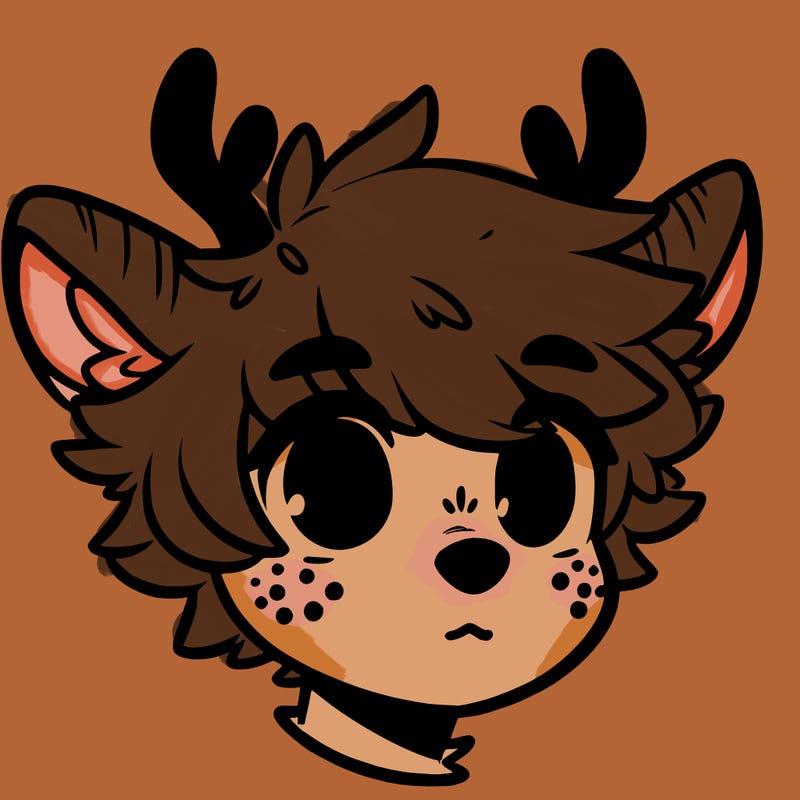 a humanoid deer with soft fluffy ears