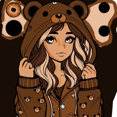 realistic girl in a animal pjs hoodie