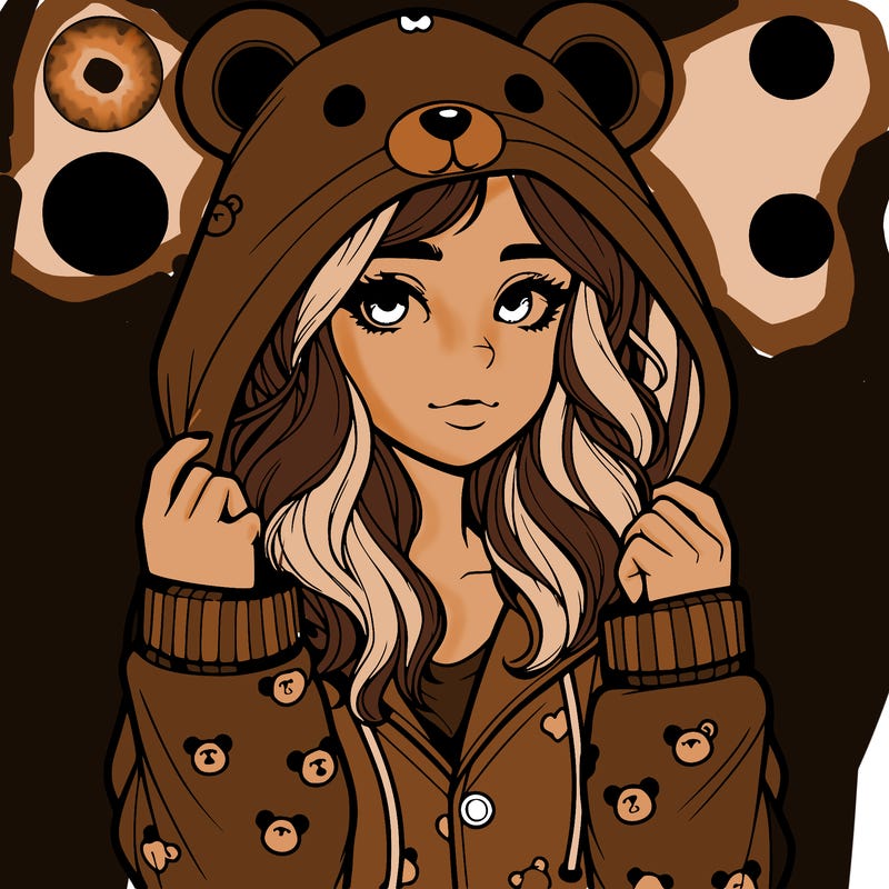 realistic girl in a animal pjs hoodie