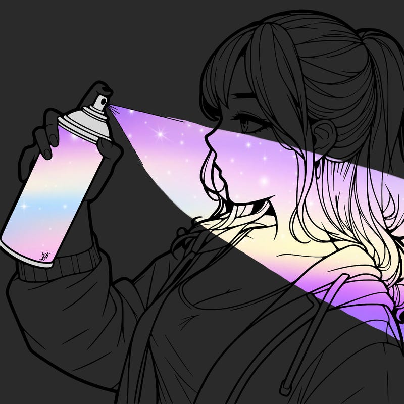 a realistic girl spray, painting