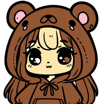 cute girl wearing a bear hoodie