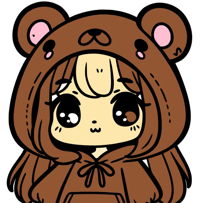 cute girl wearing a bear hoodie