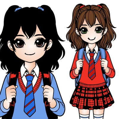 realistic girl ready for school