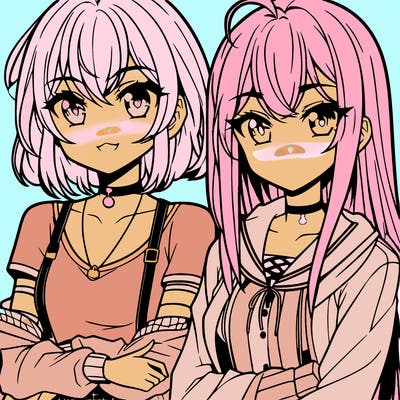 anime group of 2 girls