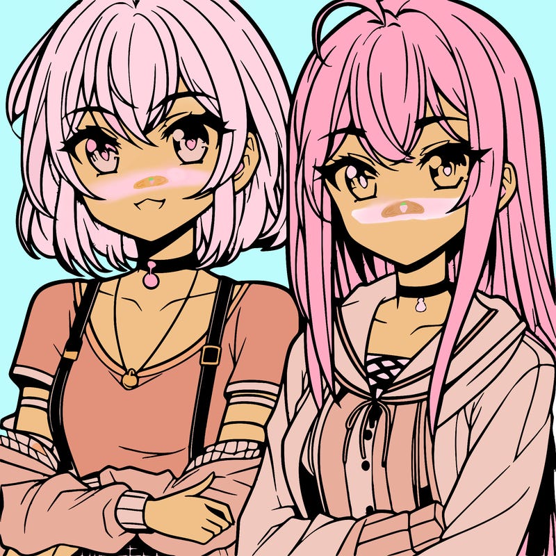 anime group of 2 girls