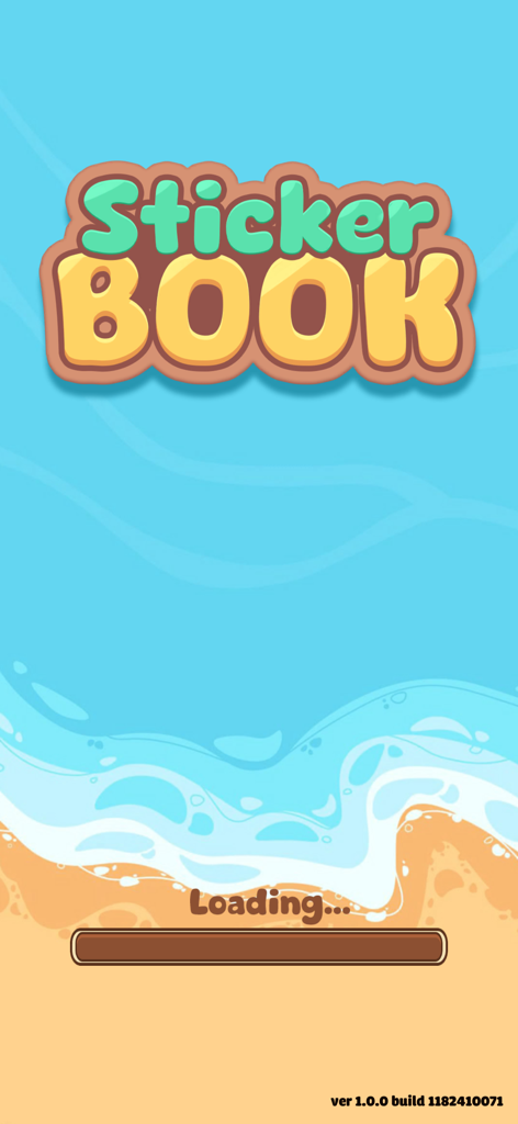 Sticker Puzzle: Colorful Book - 明るいビーチのイラストが付いたステッカーパズル カラフルブックアプリのロード画面