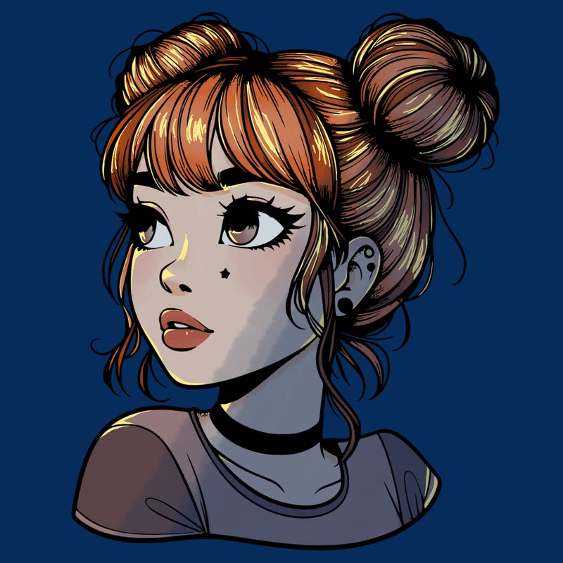 realistic girl with spacebuns