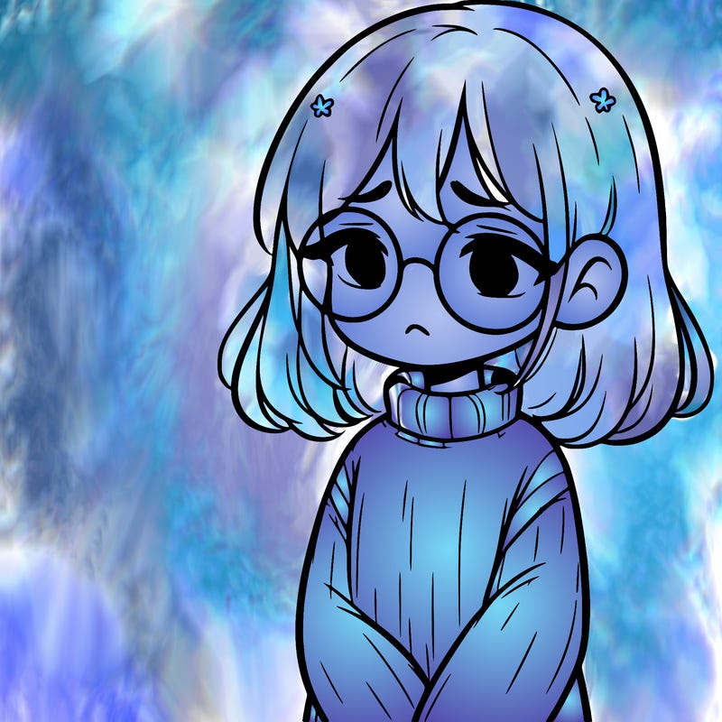 sad girl with glasses in a sweater