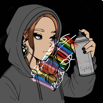 a realistic girl, spray painting