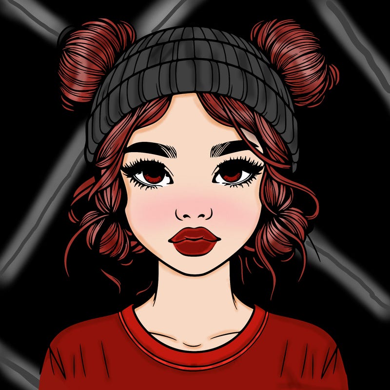 realistic girl with buns in her hair with a beanie on