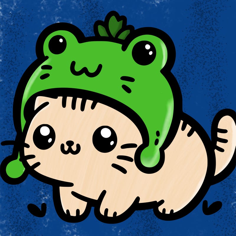 cute cat with frog hat
