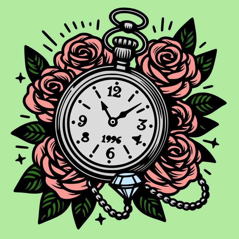 pocket watch with roses surrounding a diamond 1996