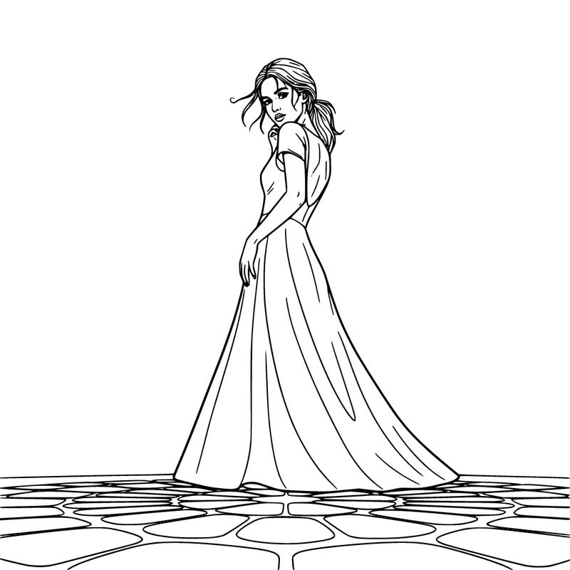 realistic women looking behind her