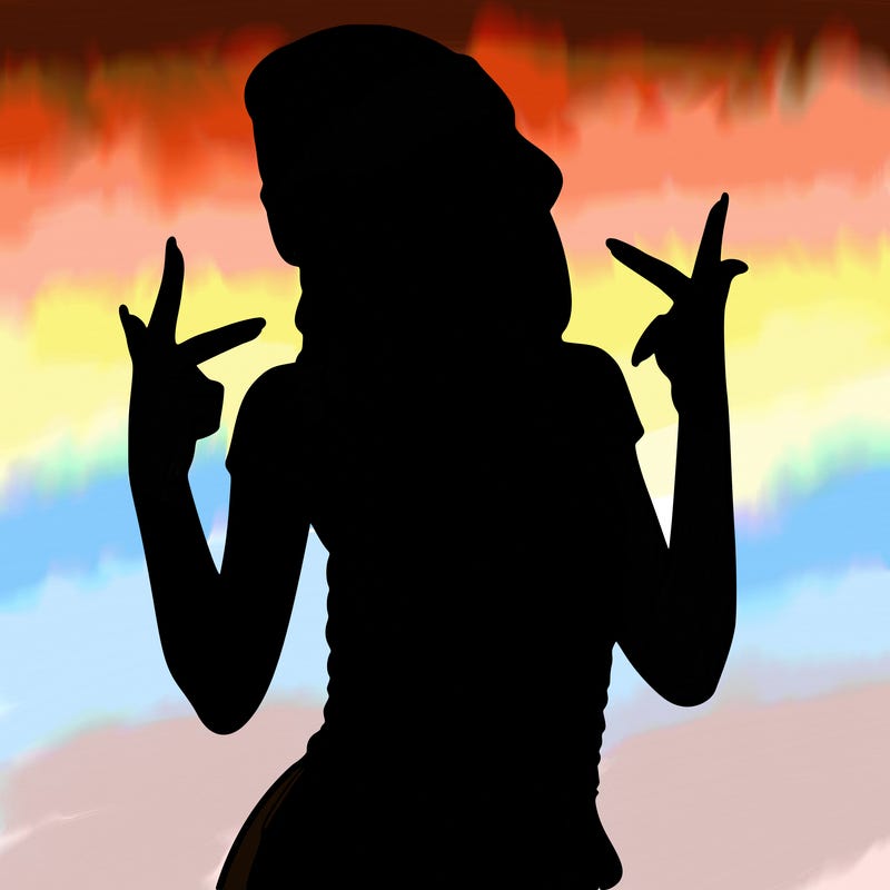 realistic teenage girl with braids and a beanie and crop top doing 🫶🏼