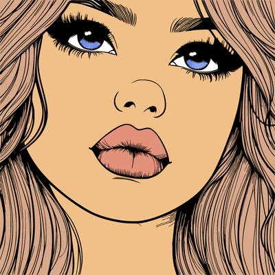 really realistic girl with lips