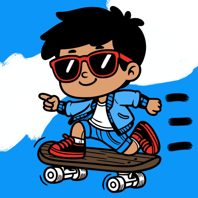 a cool boy riding a skateboard