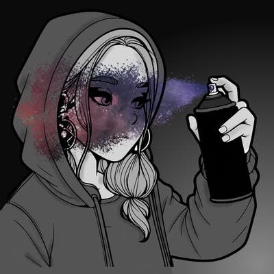 a realistic girl, spray painting