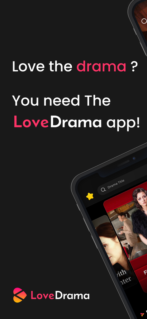 LoveDrama - Short Drama Movies - Interfaz de la aplicación móvil LoveDrama mostrando una colección de cortos dramas románticos