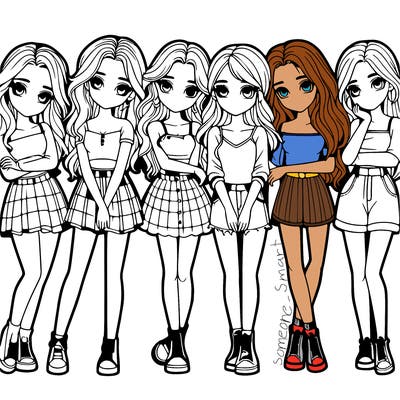 a group of girls realistic