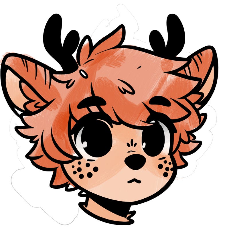 a humanoid deer with soft fluffy ears