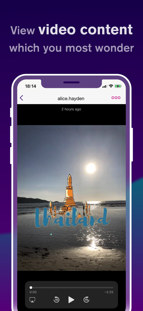 Profile Reports Tracker - Un'interfaccia di app mobile che mostra un lettore video che riproduce un post da un profilo di social media