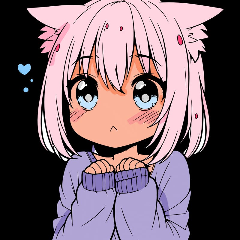 shy anime catgirl