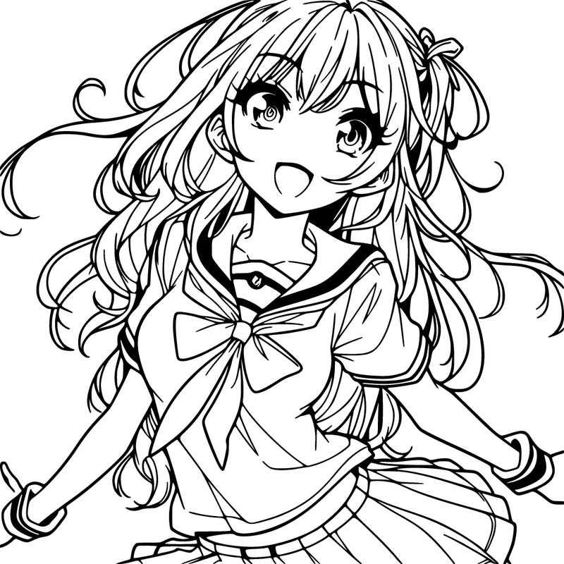 beautiful anime school girl