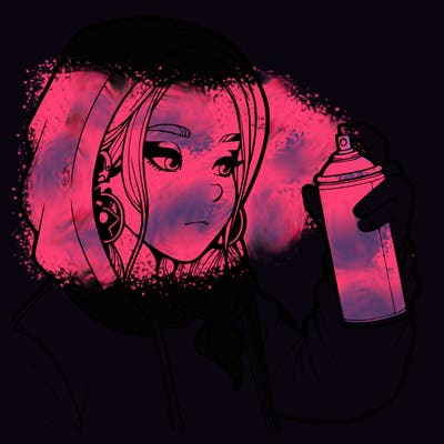 a realistic girl, spray painting