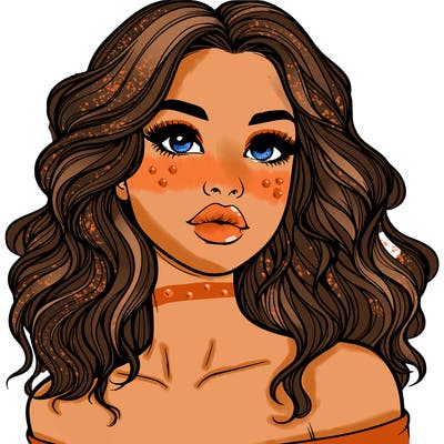 realistic girl with wavy hair and lips