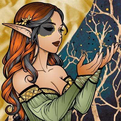 realistic elf girl doing magic