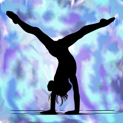 realistic gymnastic hand stand girl in four splits