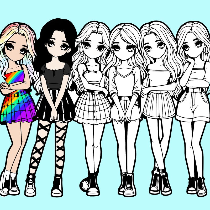 a group of girls realistic