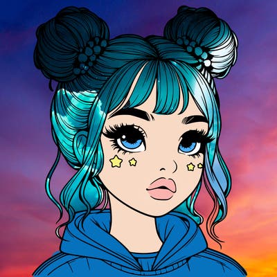 realistic girl with space buns