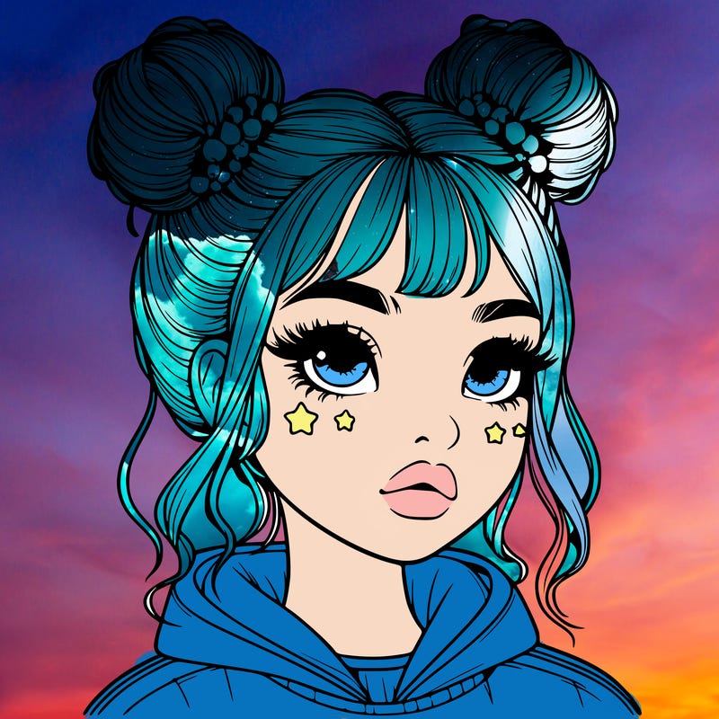 realistic girl with space buns