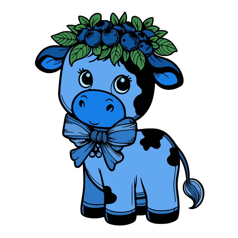 blueberry cow with blueberry bow