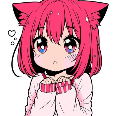 shy anime catgirl