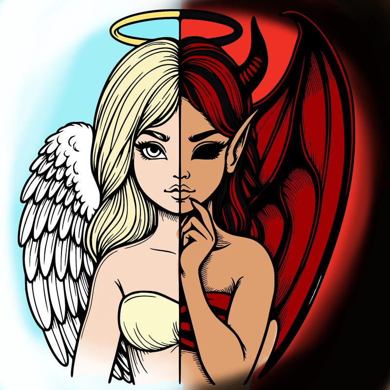 realistic angel half demon