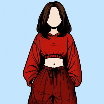 realistic girl faceless with baggy pants and a crop top