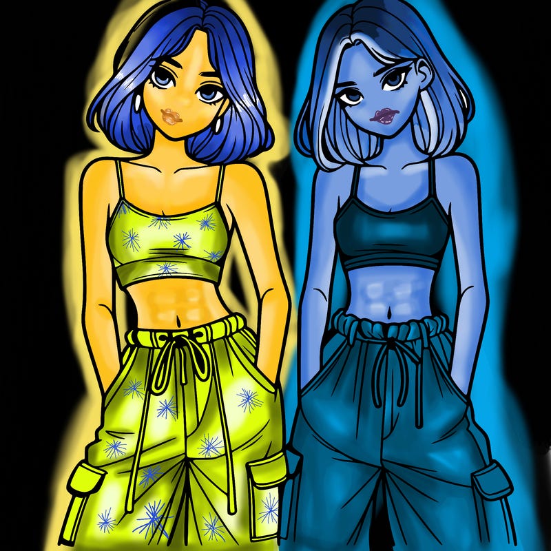 two girls with crop top with baggy pants