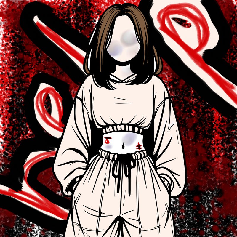 realistic girl faceless with baggy pants and a crop top