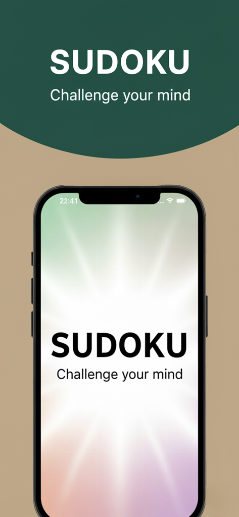 Sudoku #No ads - The start screen of the Sudoku No Ads mobile app featuring the text Challenge your mind
